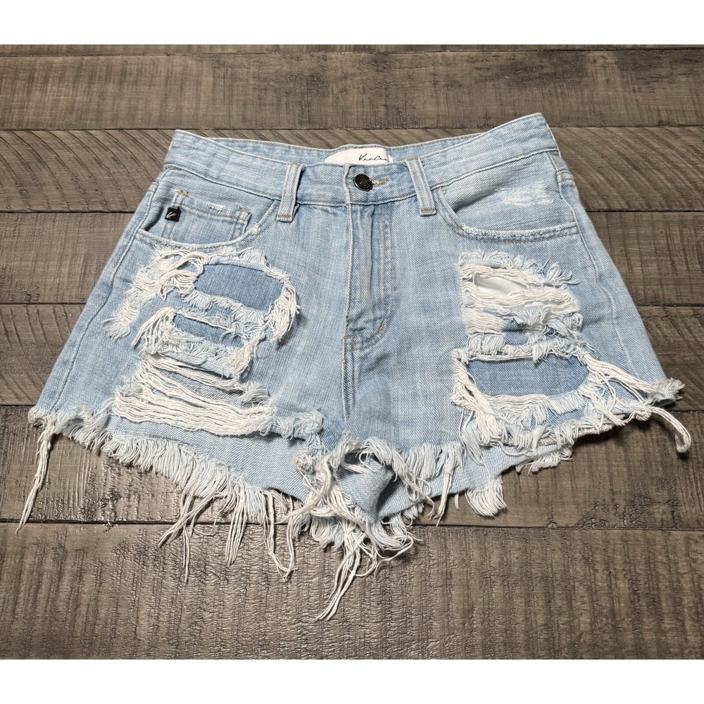 Kancan shorts Womens 3 25 Light Wash Raw Hem Cut Off‎ Destructive Mom Shorts